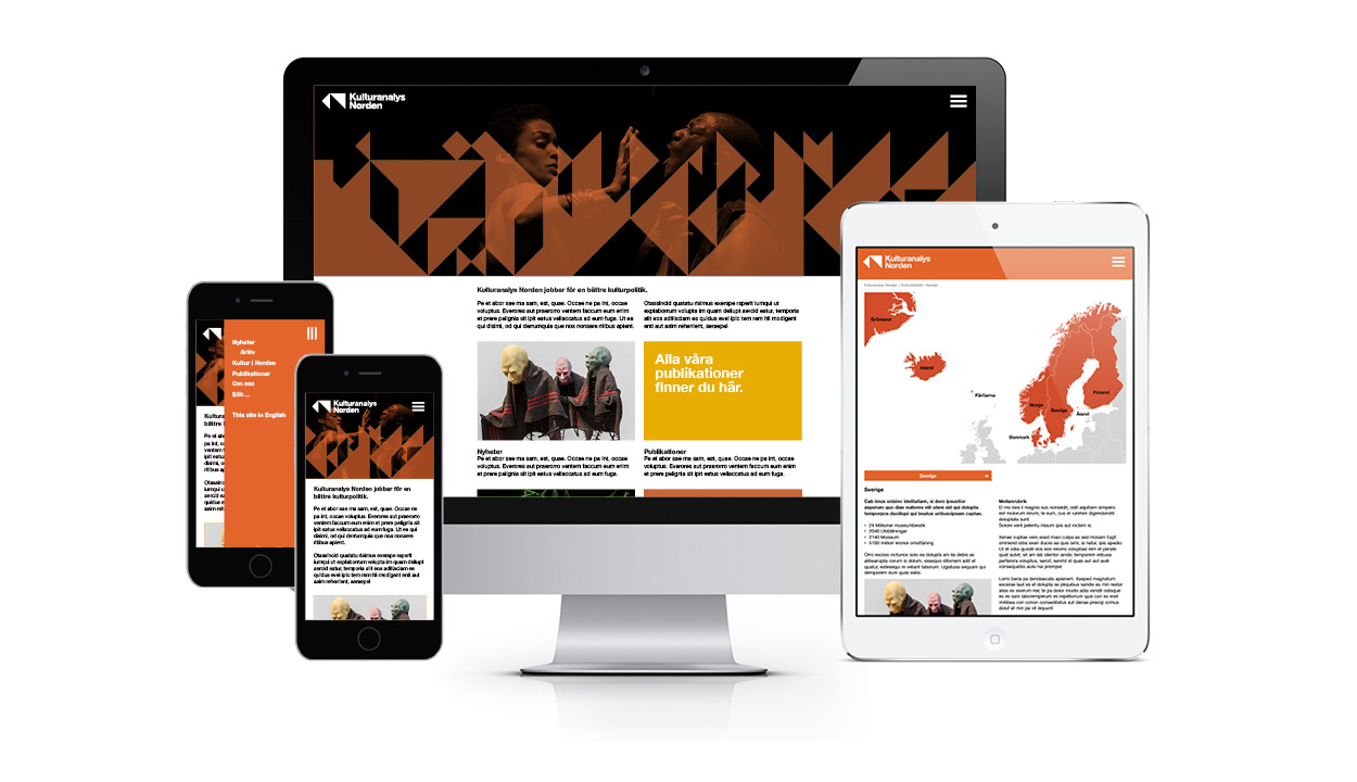 Kulturanalys webb på desktop, mobil och surfplatta